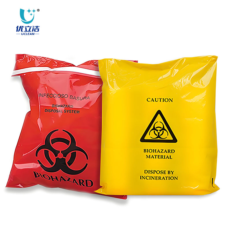 biohazard bags with adhesive strip